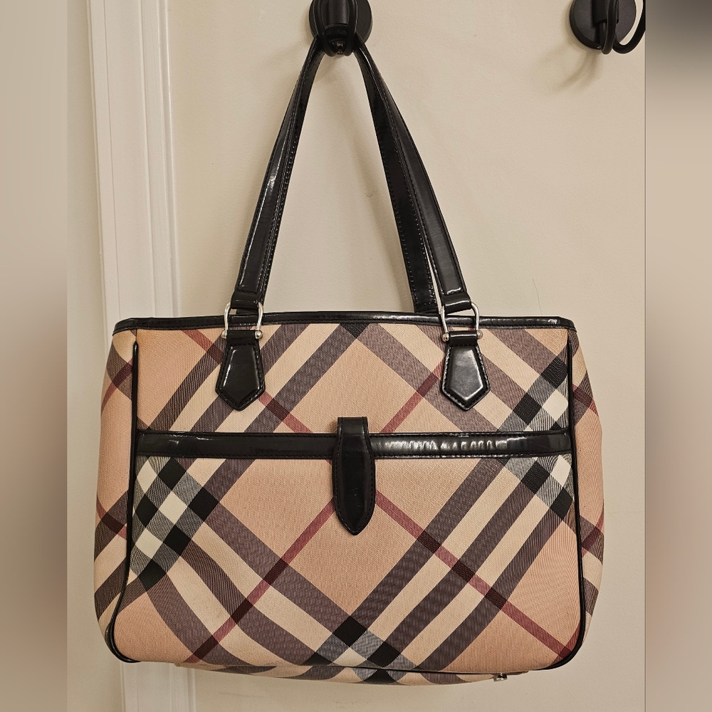 Burberry Black Classic Nova Check Tote